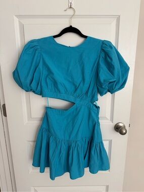 DO+BE Turquoise Puff-Sleeve Mini Dress